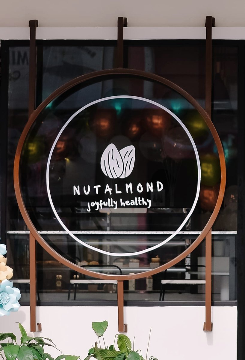 The Nutalmond signage outside the Gading Serpong cafe